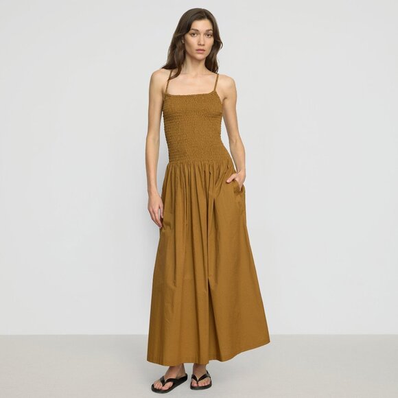Modern Citizen Dresses & Skirts - Modern Citizen Venus Smocked Organic Cotton Midi Dress Size XLLight Ochre / XL